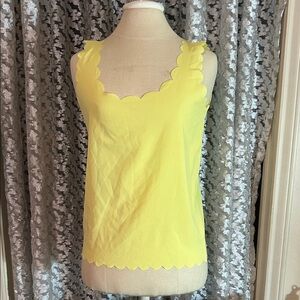 Yellow Scalloped Edge Sleeveless Top